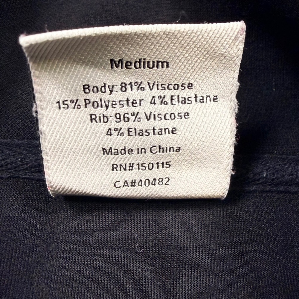 Varley DoubleSoft Black V-Neck Sweatshirt Drawstring Hem Medium - Picture 3 of 8